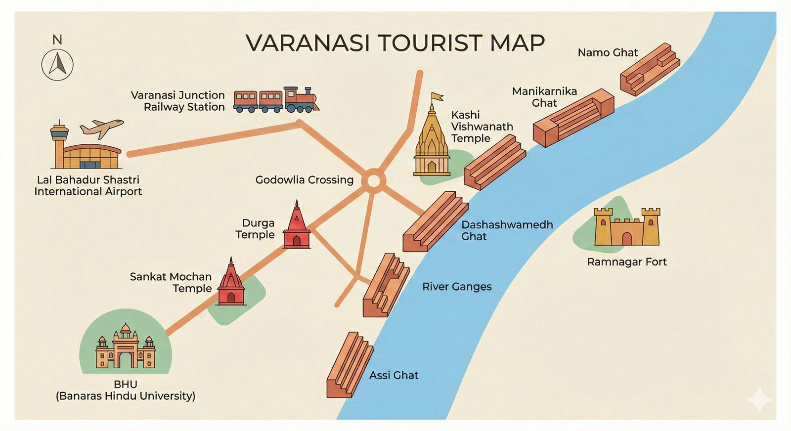 Varanasi Tourist Map